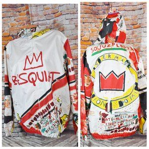 Members Only Large JEAN-MICHEL BASQUIAT WINDBREAKER JACKET Mens Multi NWT